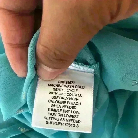 Liz Claiborne Caravan Aqua Wave Sheer Short Sleeve Top 3X - Picture 10 of 10